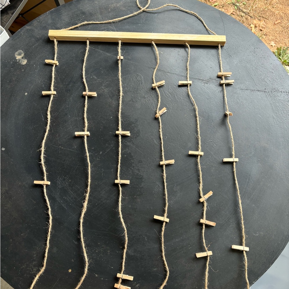 Rustic Twine Photo Display with Wooden Clips